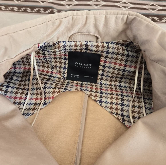 Zara Basic Outerwear Tan Double-Breasted Coat - Picture 5 of 11